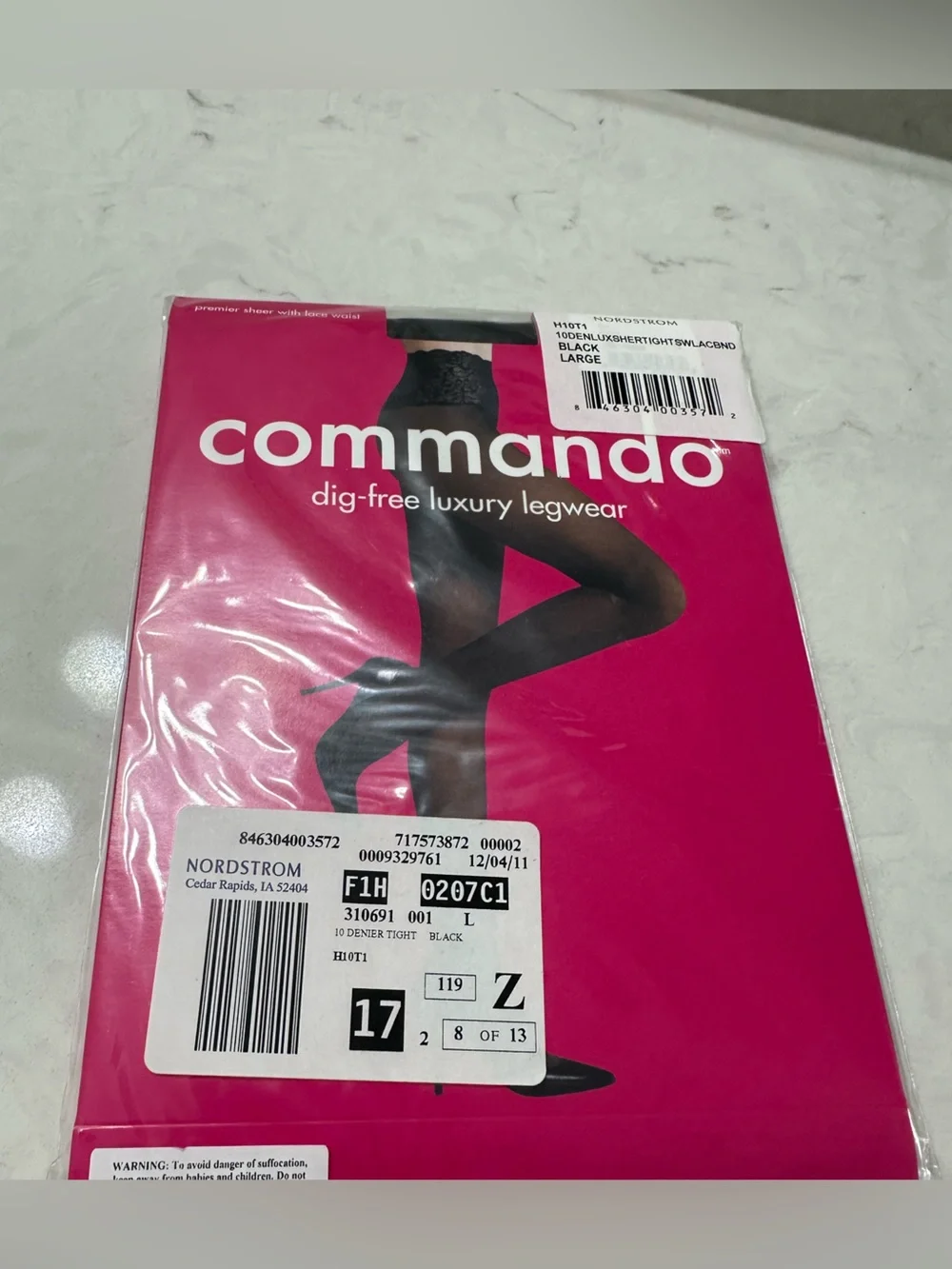 Commando Black Sheer with lace waste, large, NWT